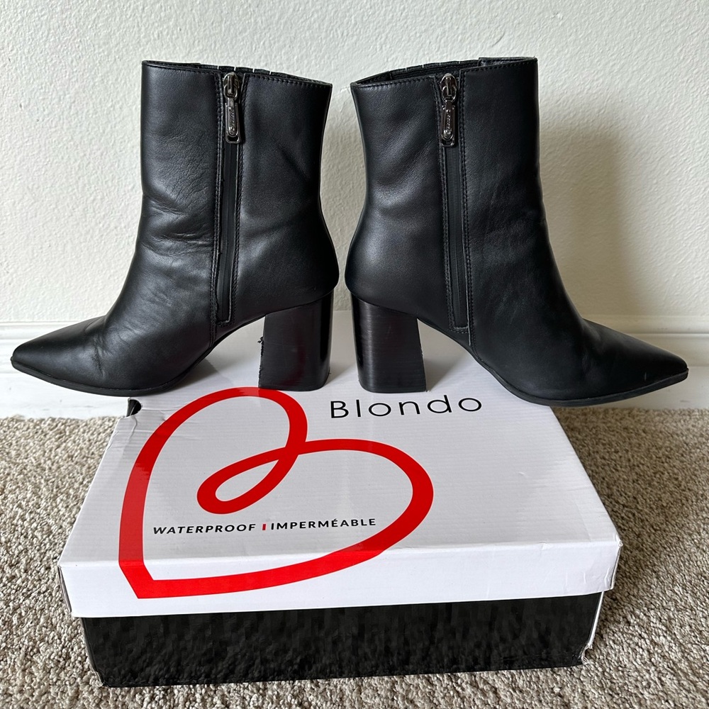 Black Leather Blondo Indi Waterproof Bootie - Picture 3 of 9